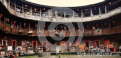 FUJIAN PROVINCE, CHINA â€“ CIRCA MAY 2016: The Fujian tulou, the chinese rural dwelling unique to the Hakka minority in Fujian Editorial Stock Photo